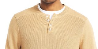 Nautica Men's Sustainably Crafted Textured Henley Sweater Yellow Size X-Small