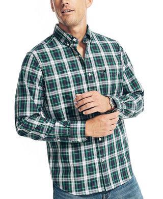 Nautica Men's Wrinkle-Resistant Wear To Work Holiday Shirts Green Size Medium