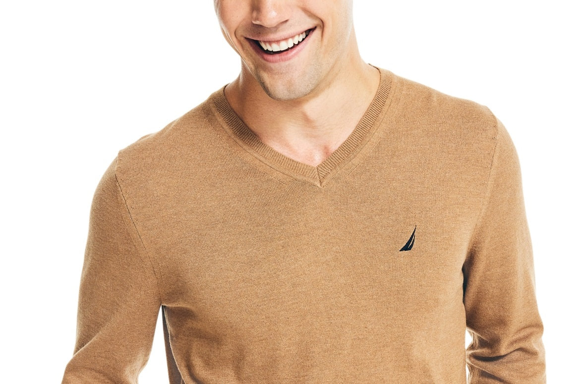 Nautica Men's Navtech Performance Classic Fit Soft V Neck Sweater Brown Size XXX-Large