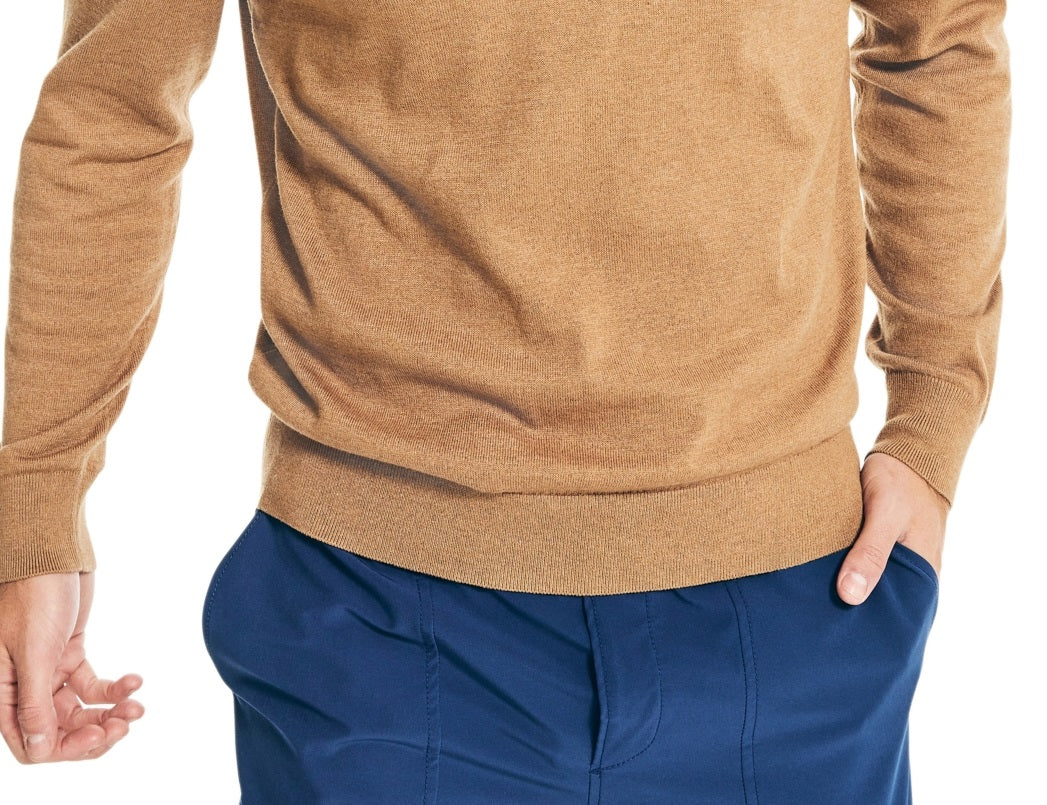 Nautica Men's Navtech Performance Classic Fit Soft V Neck Sweater Brown Size XXX-Large