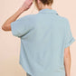 Allie Rose - Soft & Airy Rolled Cuff Short Sleeve Top And Adjustable Short