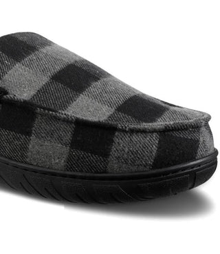 Totes Men's Flannel Slip On Loafer Slippers Black Size Size 7