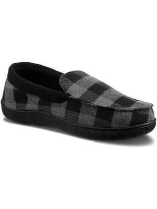 Totes Men's Flannel Slip On Loafer Slippers Black Size Size 7