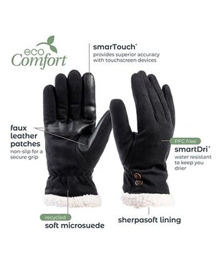 Isotoner Signature Women's Recycled Microsuede Water Repellent Gloves Black Size X-Large