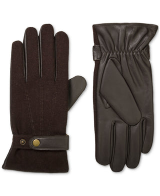 Isotoner Signature Men's Flannel & Leather Glove Brown Size X-Large