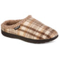 Isotoner Men's Plaid Hoodback Slipper Beige