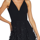 Dress the Population Women's Darleen V Neck Embroidered Mesh Cocktail Dress Black Size Medium