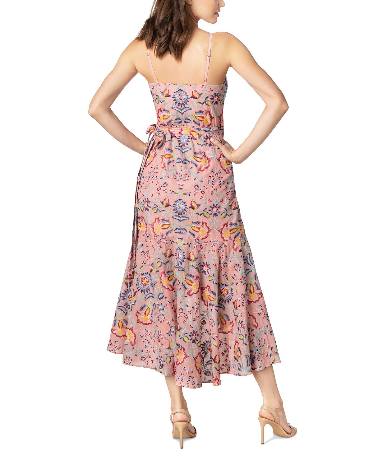 Dress The Population Women's Salome Floral Wrap Dress Pink Size X-Large