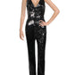 Dress The Population Women's Black Sequin V Neck Jumpsuit Size Medium