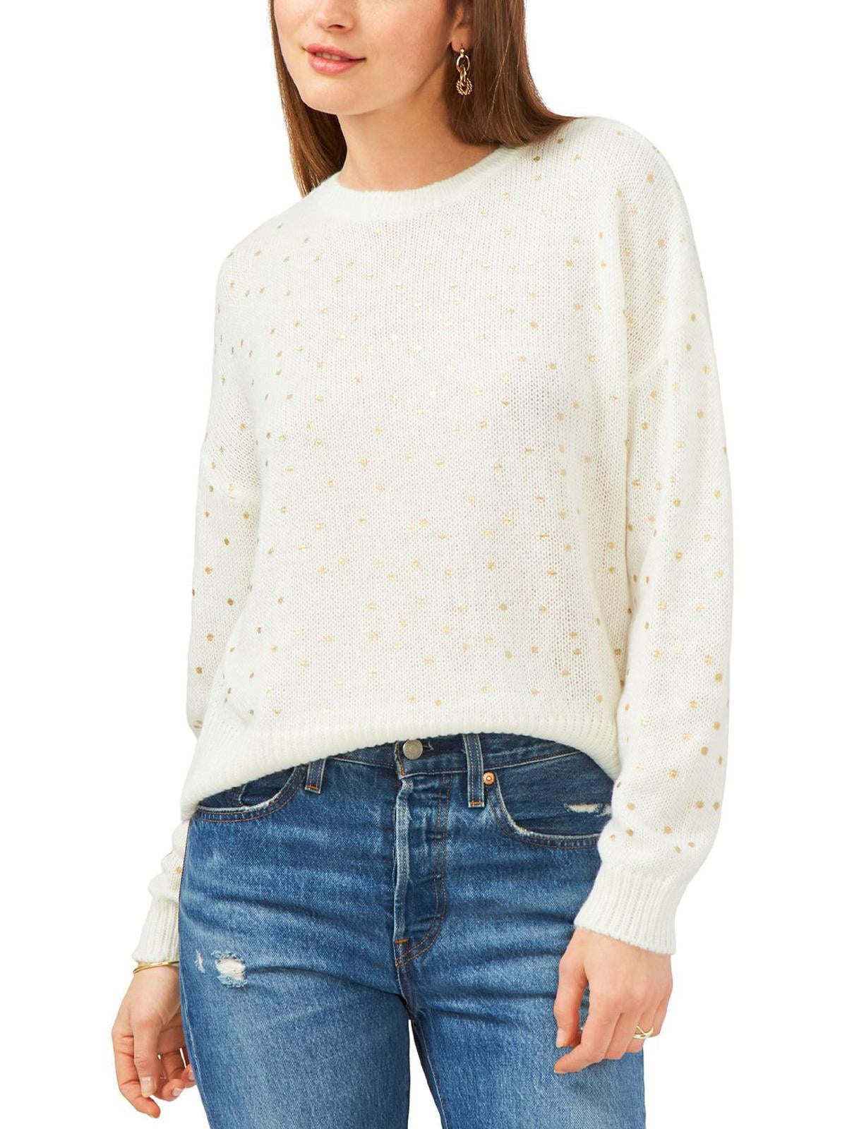 1state-womens-metallic-polka-dot-pullover-sweater