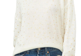 State Womens Metallic Polka Dot Pullover Sweater