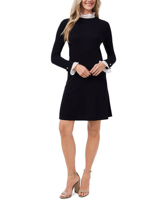 CeCe Women's Ruffle Collar Long Sleeve Sweater Dress Black Size X-Small