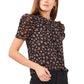 1.STATE Women's Ruched Floral Keyhole Top Yellow