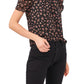 1.STATE Women's Ruched Floral Keyhole Top Yellow