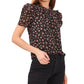 1.STATE Women's Ruched Floral Keyhole Top Yellow