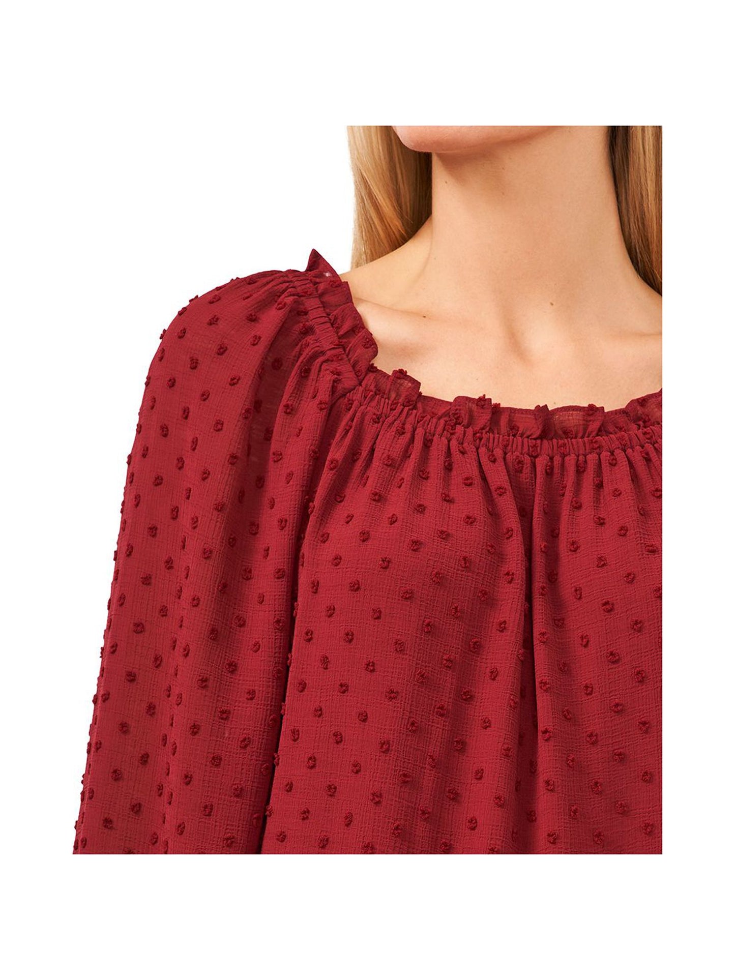 CeCe Women's Clip Dot Top Red Wine Size Small