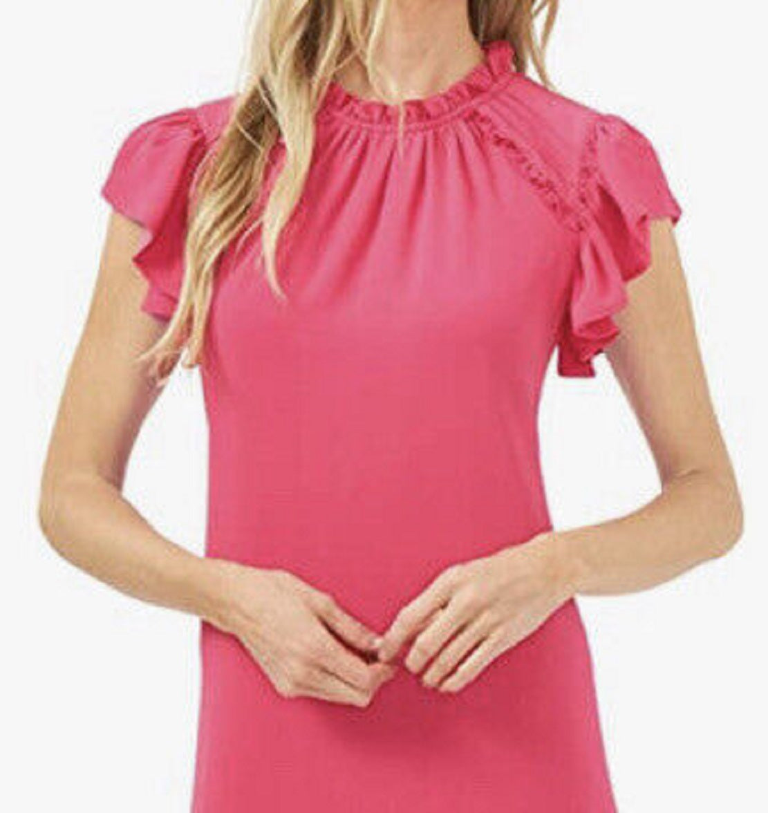 CeCe Women's Flutter Sleeve Ruffle Dress Pink Size Medium