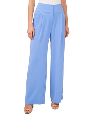 CeCe Women's Wide Leg Relaxed Twill Pant Blue Size 0