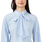 Riley & Rae Women's Camille Tie Neck Blouse Blue Size Medium