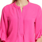 Vince Camuto Women's Hot Pink Ruffle Sleeve Split Neck Blouse Size Large
