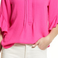 Vince Camuto Women's Hot Pink Ruffle Sleeve Split Neck Blouse Size Large