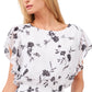 Vince Camuto Women's Floral Print Flutter Sleeve Peplum Top White Size Medium
