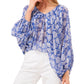 Vince Camuto Women's Floral Balloon Sleeve Blouse Blue