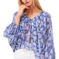 Vince Camuto Women's Floral Balloon Sleeve Blouse Blue