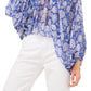 Vince Camuto Women's Floral Balloon Sleeve Blouse Blue