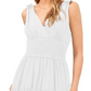 Vince Camuto Women's Smocked Pullover Tie Straps Tiered Lined Sleeveless V Neck Midi Fit Flare Dress White Size X-Large
