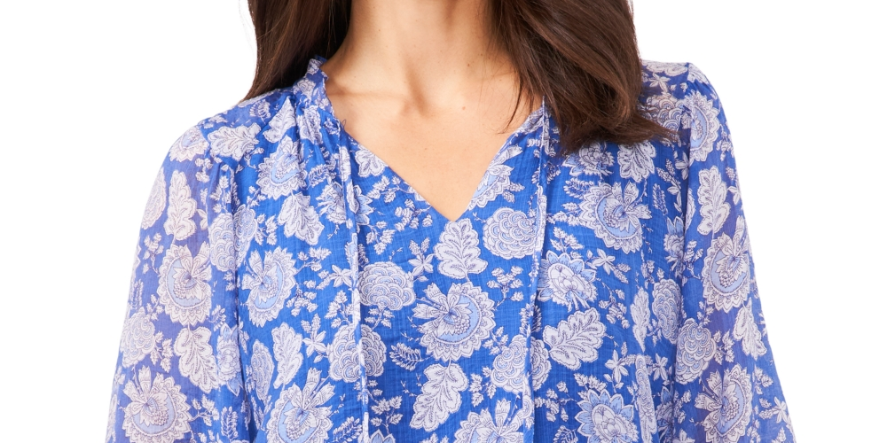 Vince Camuto Women's Tie Neck Blouse Blue Size Small
