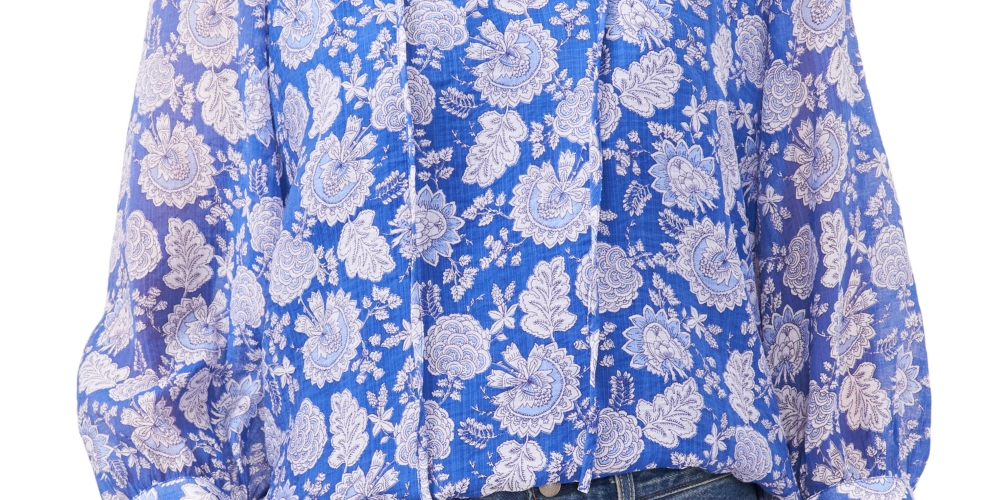 Vince Camuto Women's Tie Neck Blouse Blue Size Small