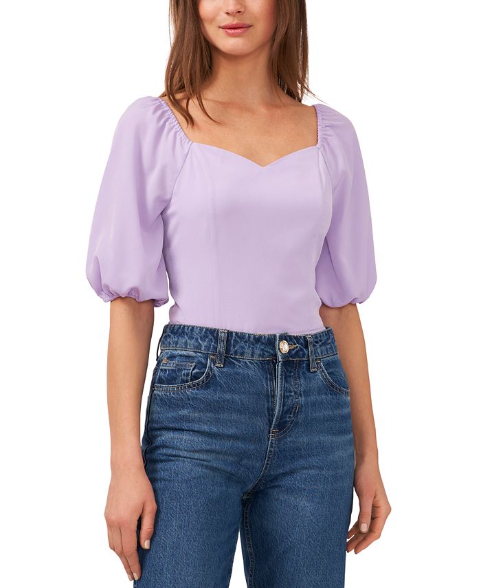Riley & Rae Women's Puff Sleeve Top Purple Size X-Small