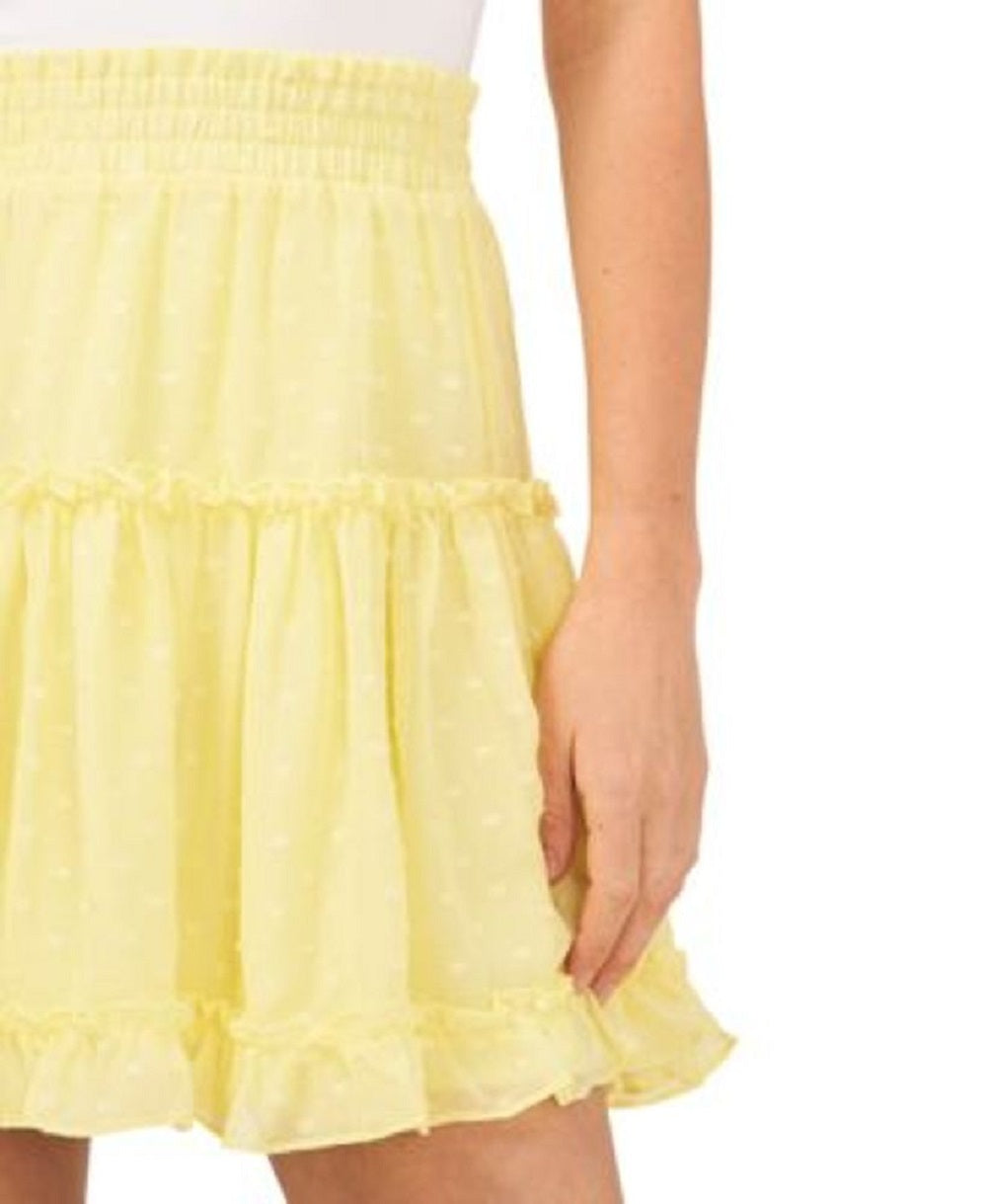 Riley & Rae Women's Ruffled Pull On Mini Skirt Yellow Size Large