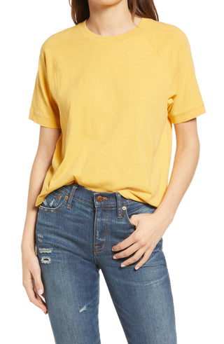Madewell Women's Softfade Cotton Raglan T-Shirt Yellow Size X-Small