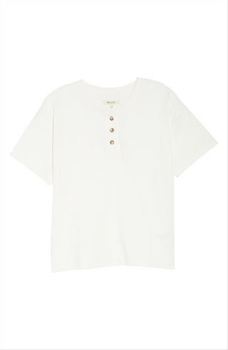 Madewell Parkview Henley Tee in Lighthouse Blue Size Large