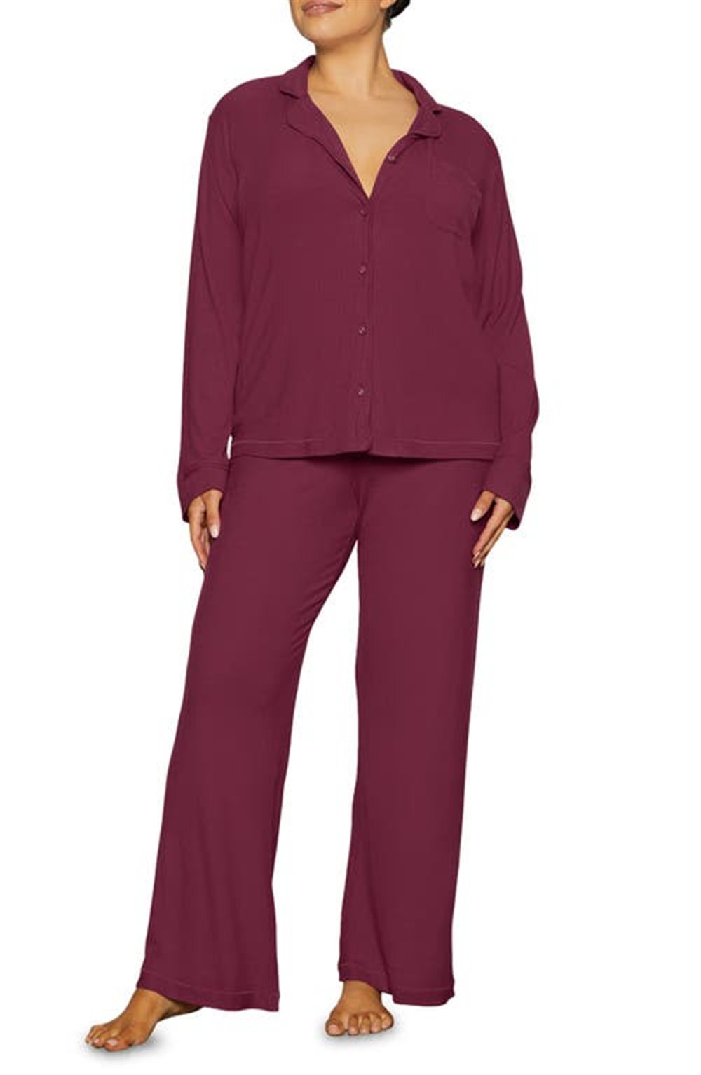 SKIMS Rib Pajamas in Wine Size 2X