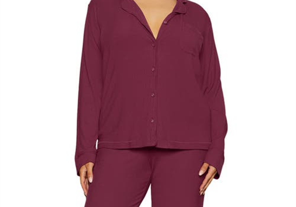 SKIMS Rib Pajamas in Wine Size 2X