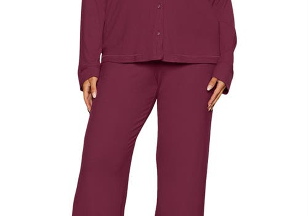 SKIMS Rib Pajamas in Wine Size 2X