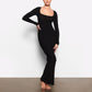 Skims Women's Onyx Soft Lounge Long Sleeve Dress Size Small