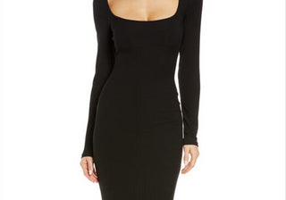 Skims Women's Onyx Soft Lounge Long Sleeve Dress Size Small