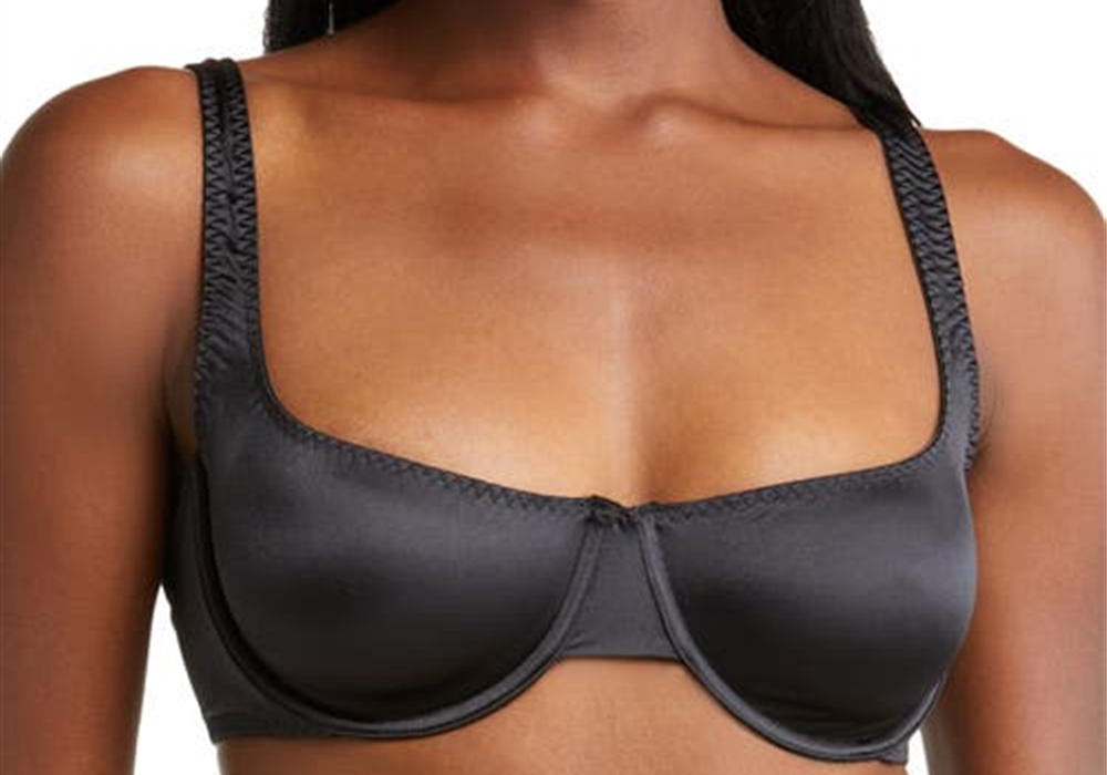 SKIMS Stretch Satin Underwire Bra in Onyx Size 34DD