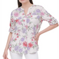Calvin Klein Printed Tab-Sleeve Top Orange Size XL