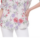 Calvin Klein Printed Tab-Sleeve Top Orange Size XL