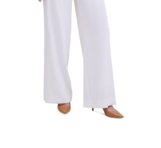 Calvin Klein Women's X Fit Solid Wide Leg Pants White Size 10