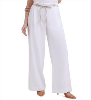 Calvin Klein Women's X Fit Solid Wide Leg Pants White Size 10