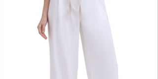 Calvin Klein Women's X Fit Solid Wide Leg Pants White Size 10