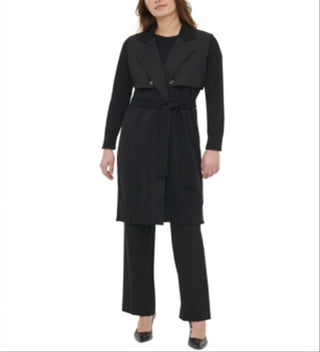 Calvin Klein Women's Black Trench Cardigan Size Large