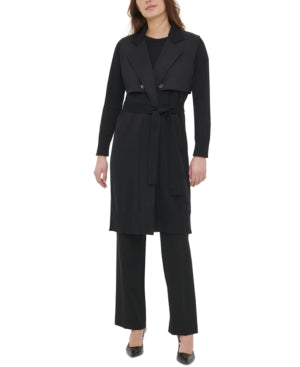 Calvin Klein Women's Black Trench Cardigan Size Large