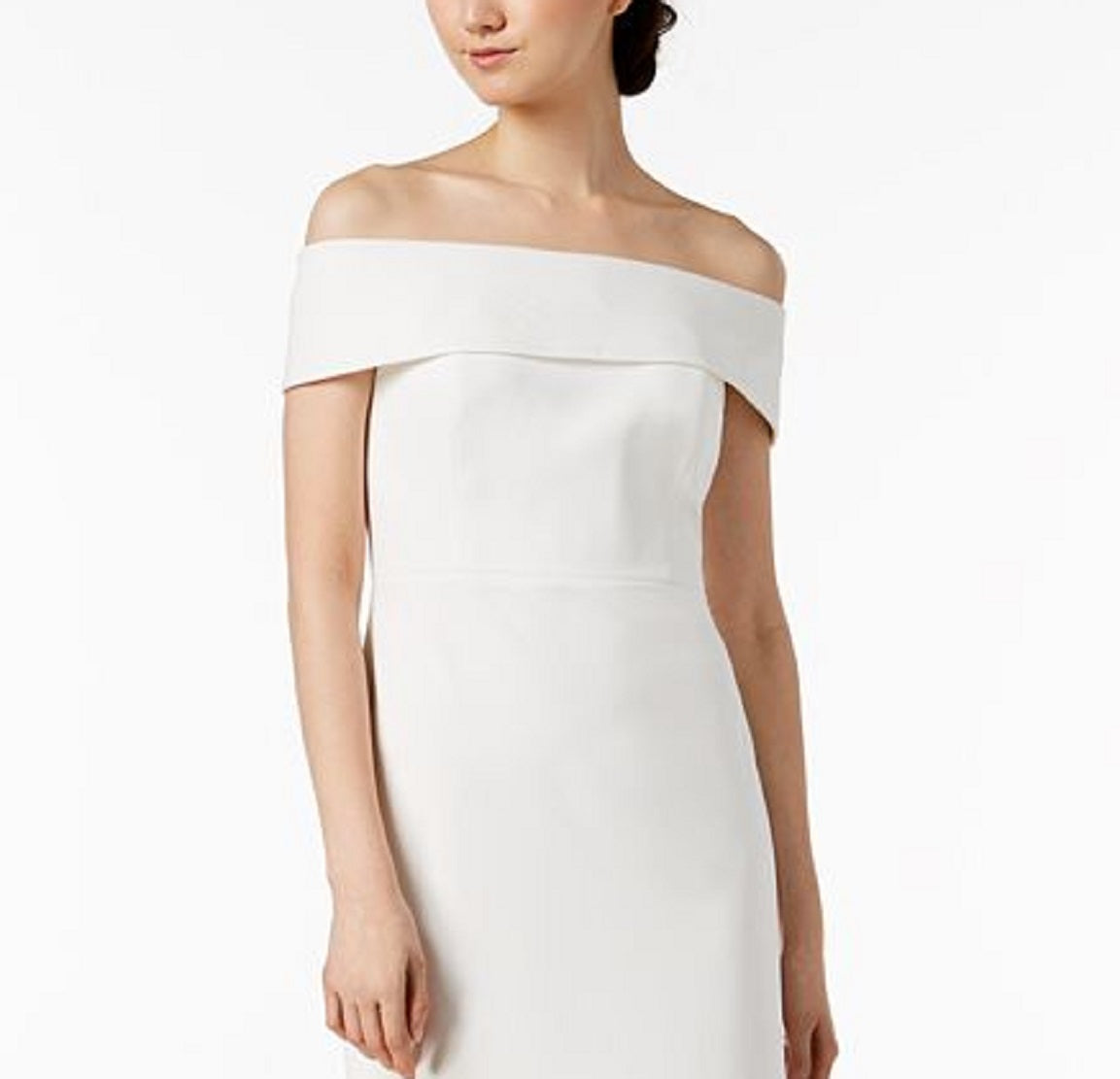 Calvin Klein Women's Off The Shoulder Sheath Dress White Size 10Petite